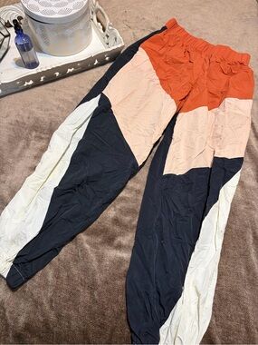 Forever 21 Colorblock Women’s Windbreaker Joggers - Orange, Navy & Cream, Size S